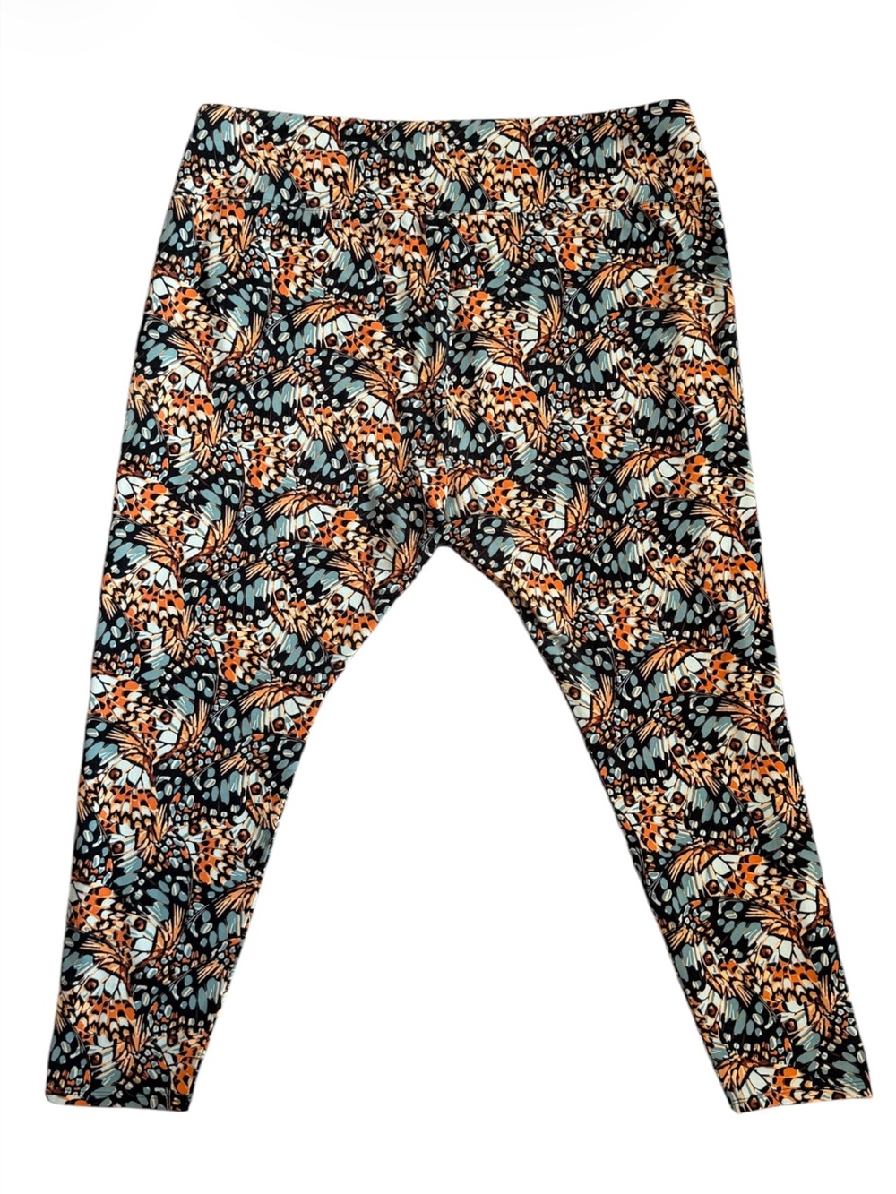 Soft Surroundings Women’s Butterfly Print Leggings - Black, Orange & Light Blue